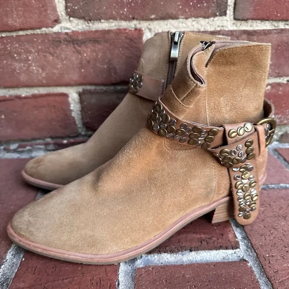 Antelope $239 Demi Leather Ankle Boots Western Zip Womens EU 38 US 7.5-8 NEW